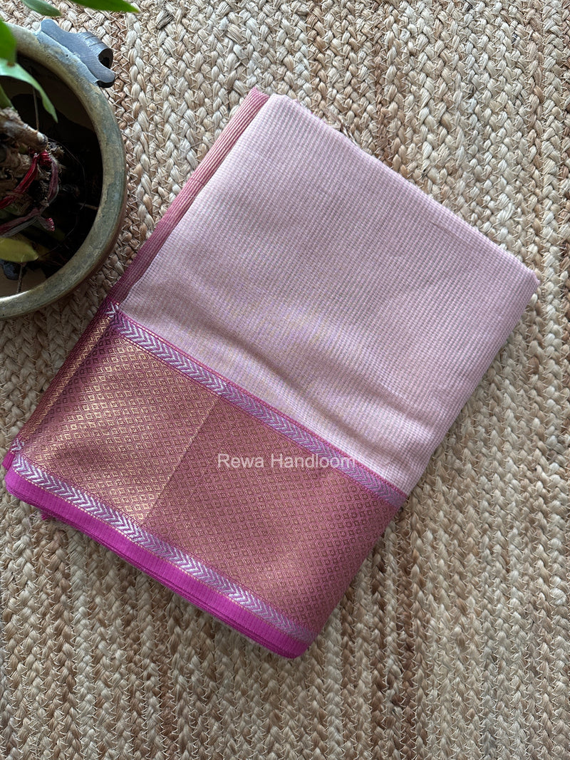 Exclusive Maheshwari Pink Tissue Silk Saree ZTS0198