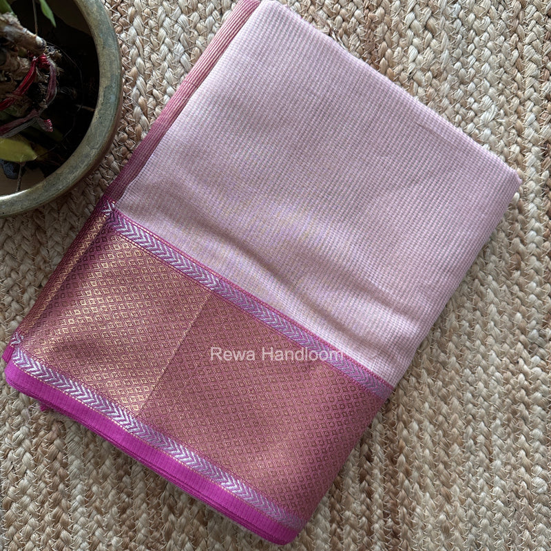 Exclusive Maheshwari Pink Tissue Silk Saree ZTS0198