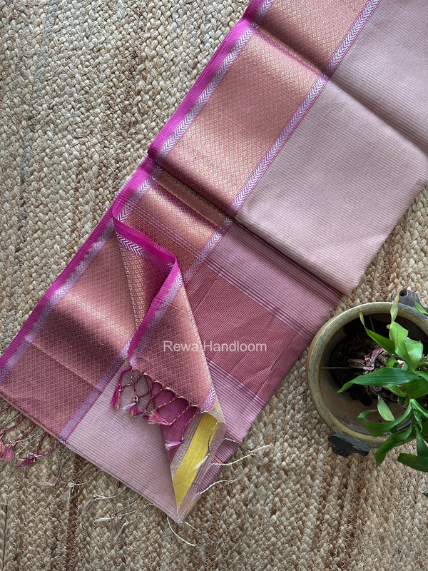 Exclusive Maheshwari Pink Tissue Silk Saree ZTS0198