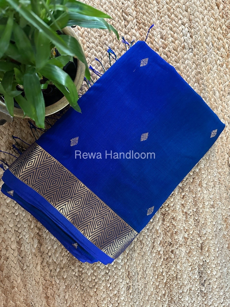 Blue Zari Butti Maheshwari Saree DBSS08