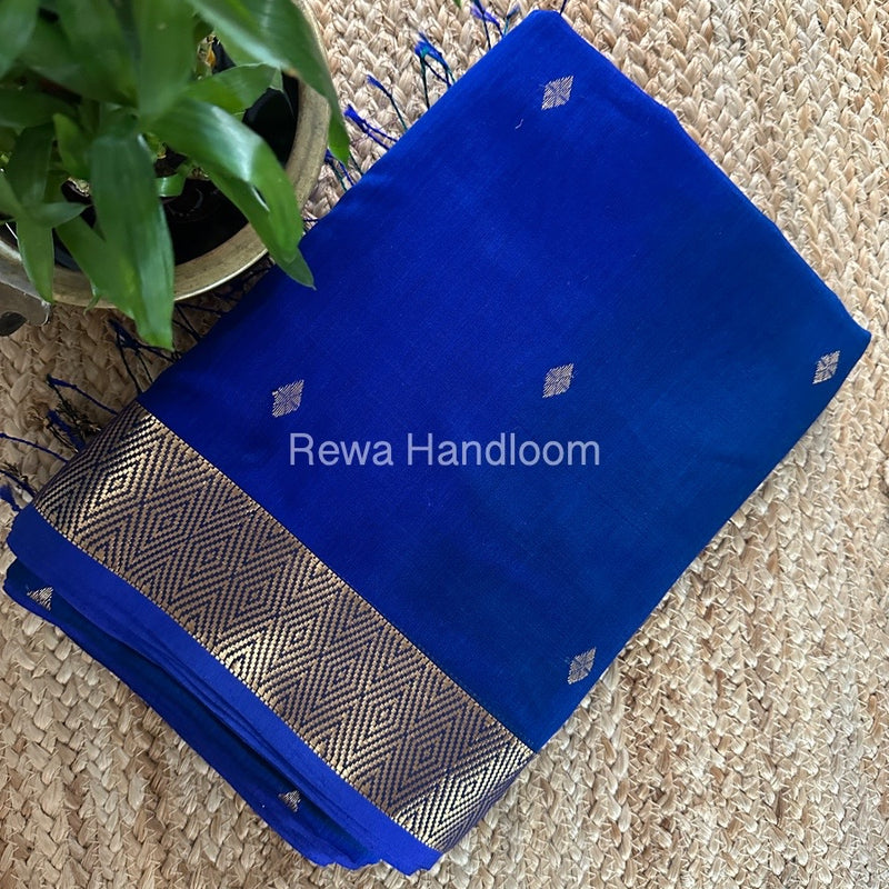 Blue Zari Butti Maheshwari Saree DBSS08