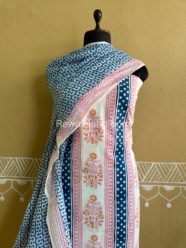 White-Blue Indigo Bagh Print Suit BCI08