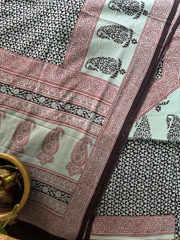 Mint Green-Black Designer Bagh Cotton Suit BCSPP012