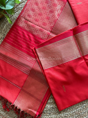 Maheshwari Fusia Red Pure Silk Saree PS08