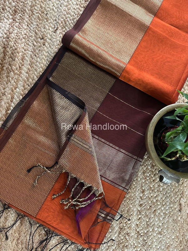 Maheshwari Zari Border Plain Saree