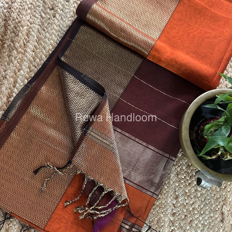 Maheshwari Zari Border Plain Saree