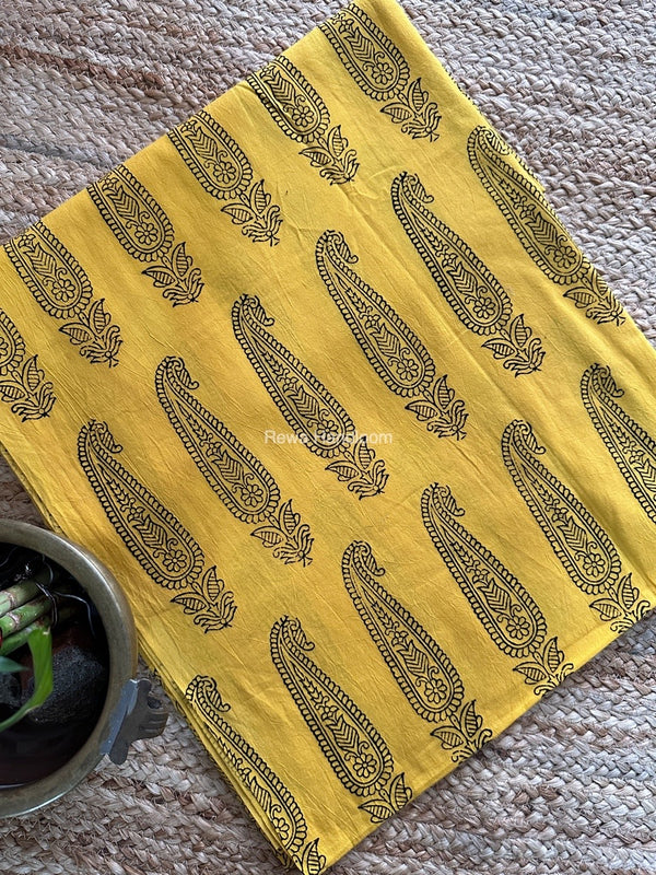 Yellow-Black Designer Bagh Cotton Suit BCSPP013