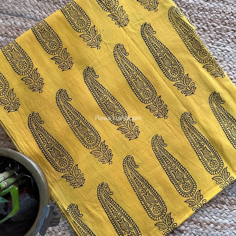 Yellow-Black Designer Bagh Cotton Suit BCSPP013