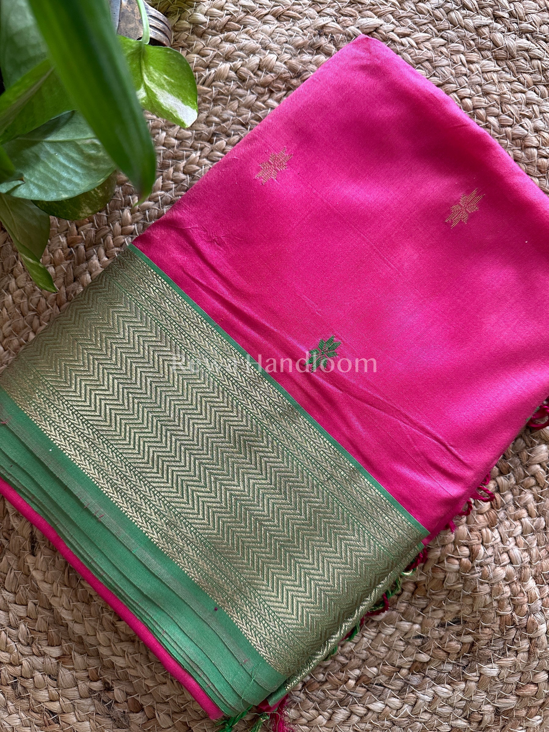 Maheshwari Fusia Pure Silk Saree