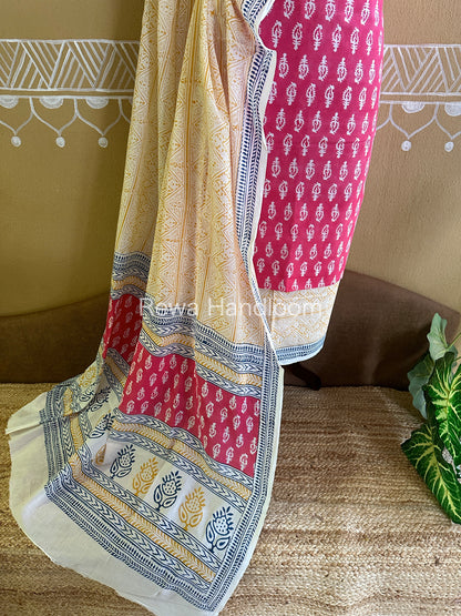 Pink-Yellow Indigo Bagh Print Suit- BCI012