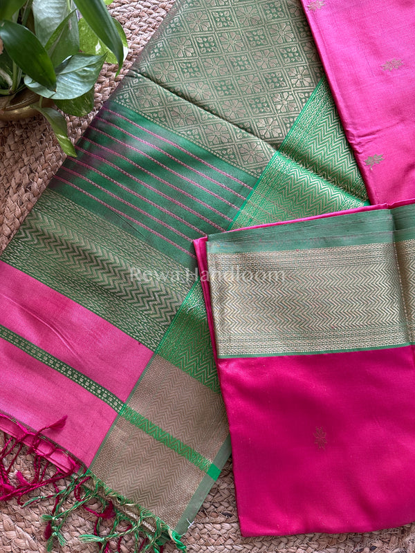 Maheshwari Fusia Pure Silk Saree