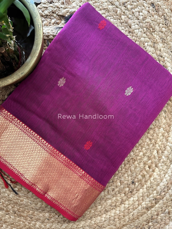 Purple Zari Butti Maheshwari Saree JBS014