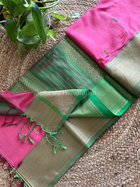 Maheshwari Fusia Pure Silk Saree