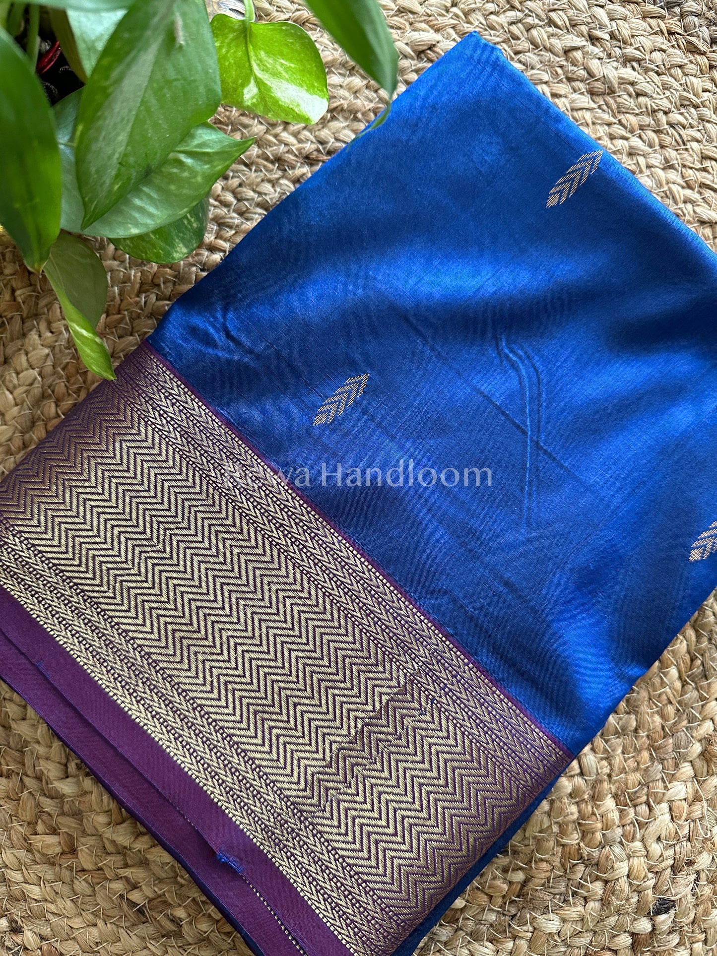 Maheshwari German Blue Pure Silk Saree PS04