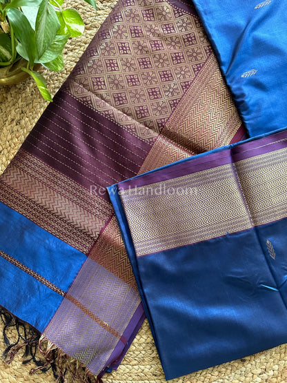 Maheshwari German Blue Pure Silk Saree PS04