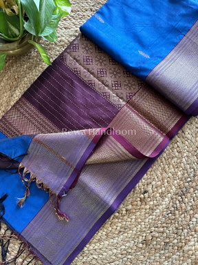 Maheshwari German Blue Pure Silk Saree