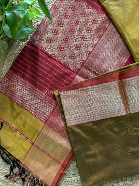 Maheshwari Mustard Yellow Pure Silk Saree