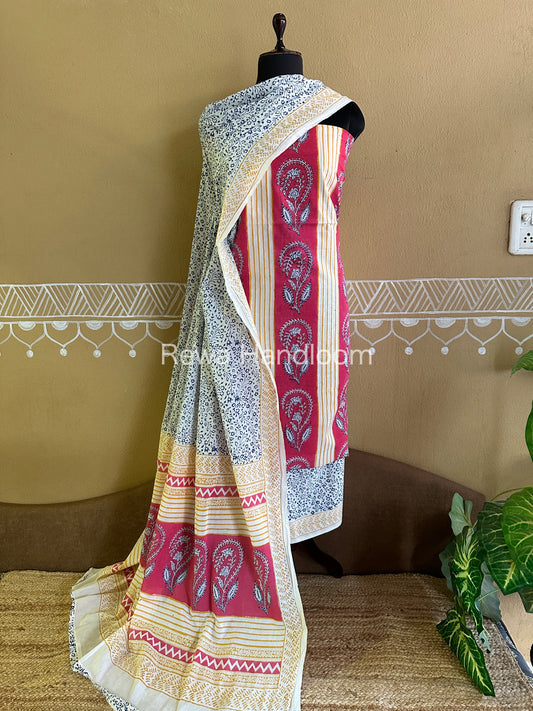 Pink-Yellow Indigo Bagh Print Suit- BCI020