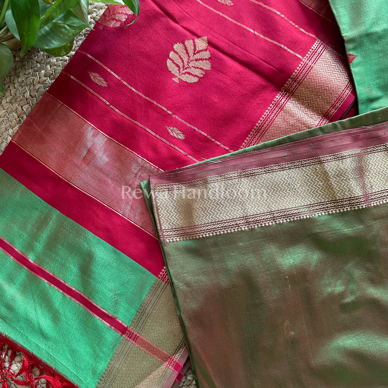Maheshwari Mehandi Green Pure Silk Saree