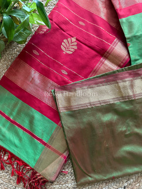 Maheshwari Mehandi Green Pure Silk Saree