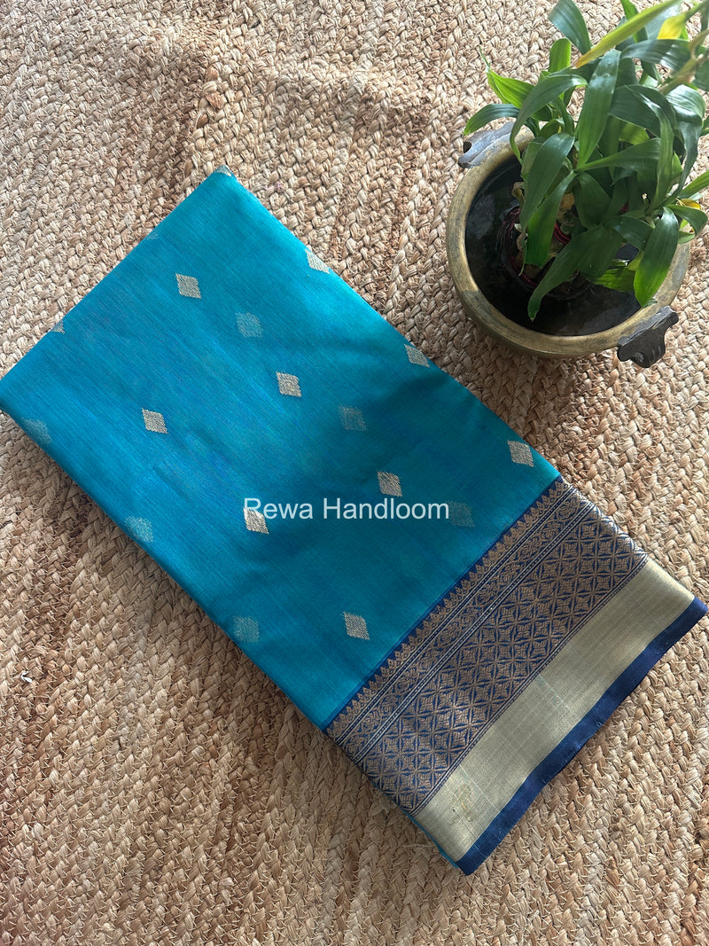 Aqua Green Chanderi Katan Silk Nakshi Border Saree KSS08
