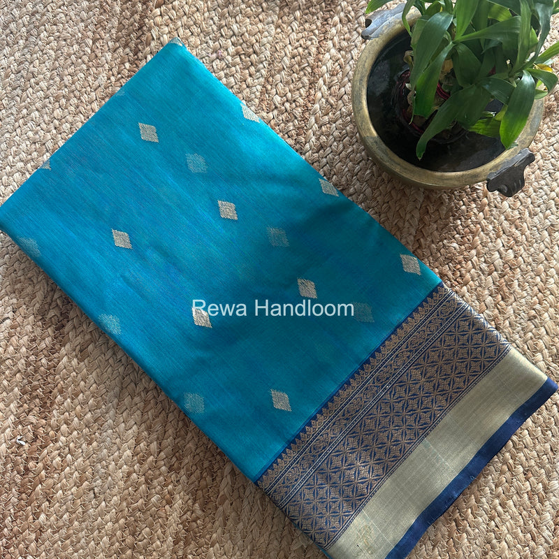 Aqua Green Chanderi Katan Silk Nakshi Border Saree KSS08