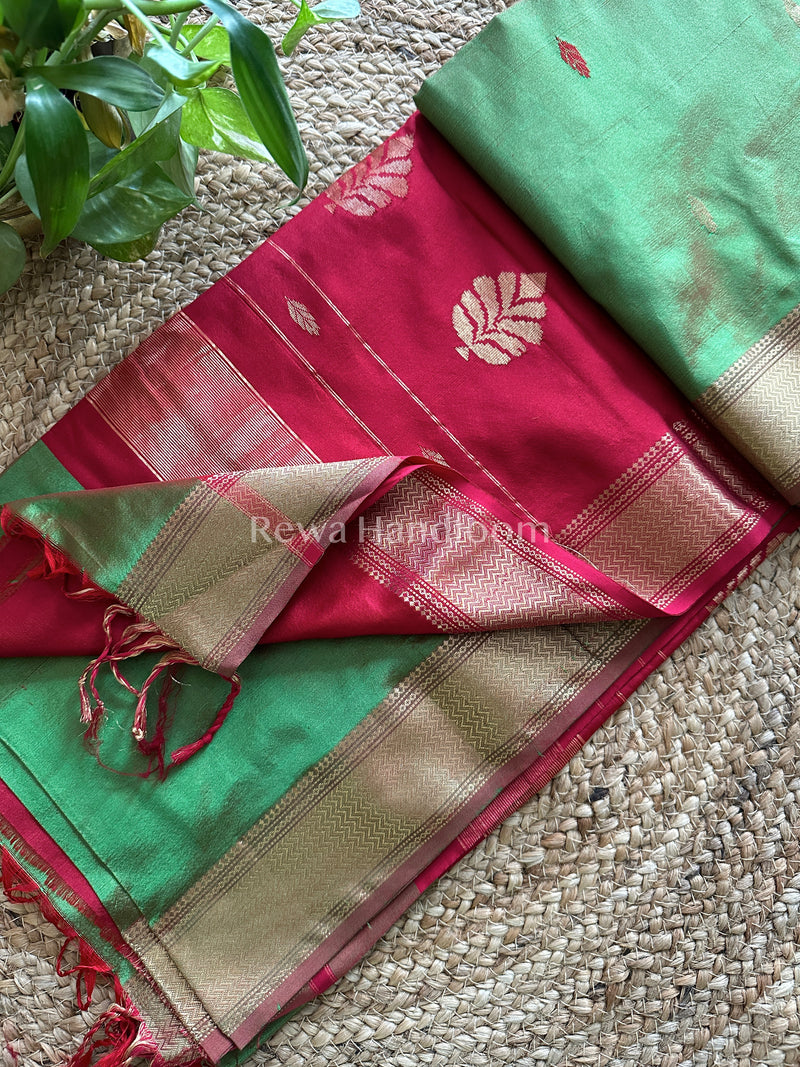 Maheshwari Mehandi Green Pure Silk Saree