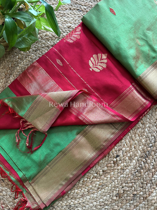 Maheshwari Mehandi Green Pure Silk Saree