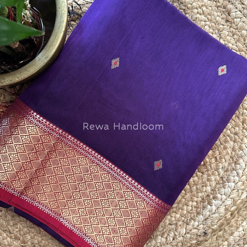 Violet Zari Butti Maheshwari Saree MBS001