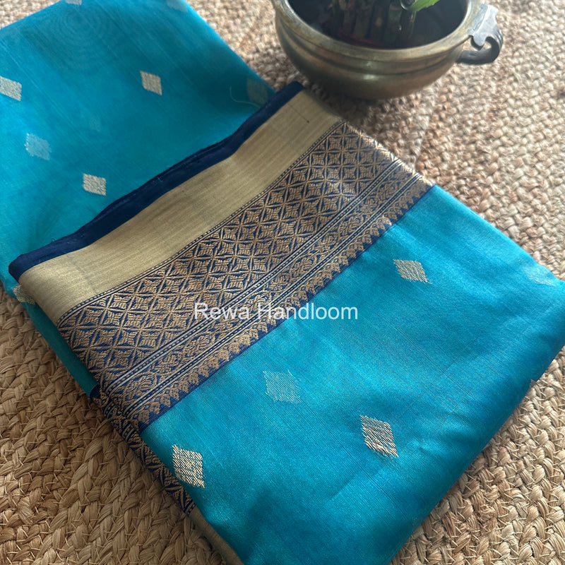 Aqua Green Chanderi Katan Silk Nakshi Border Saree KSS08