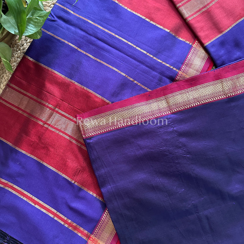 Maheshwari Violet Pure Silk Saree