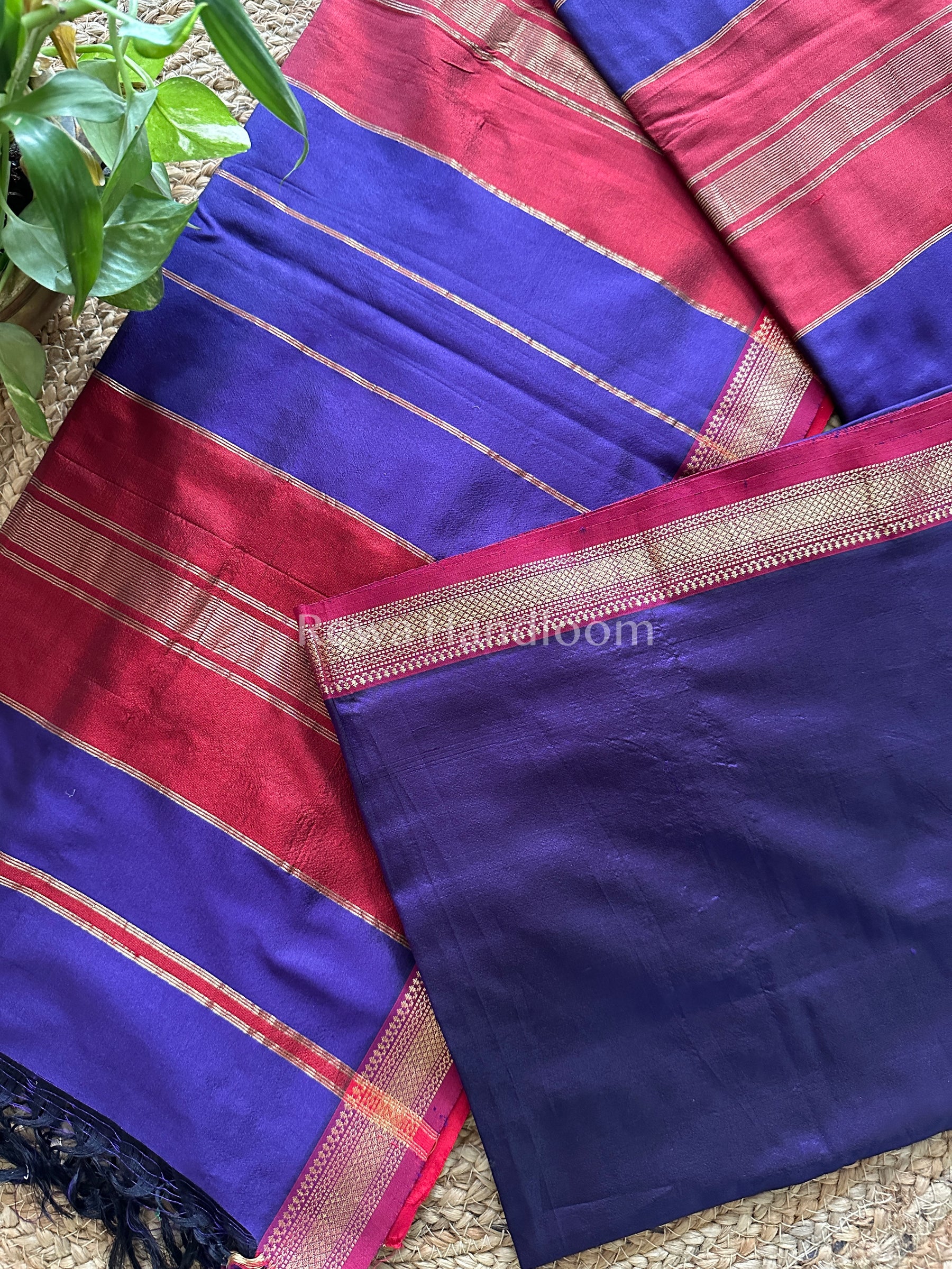 Maheshwari Violet Pure Silk Saree