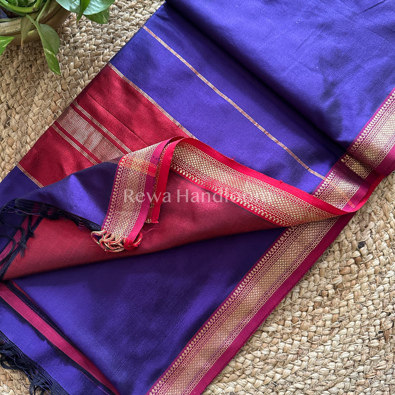 Maheshwari Violet Pure Silk Saree