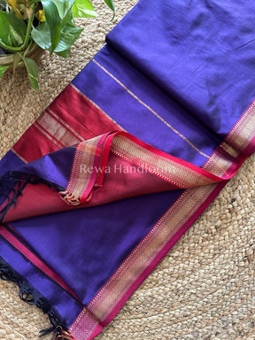 Maheshwari Violet Pure Silk Saree