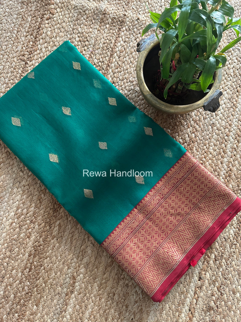Green Chanderi Katan Silk Nakshi Border Saree KSS02