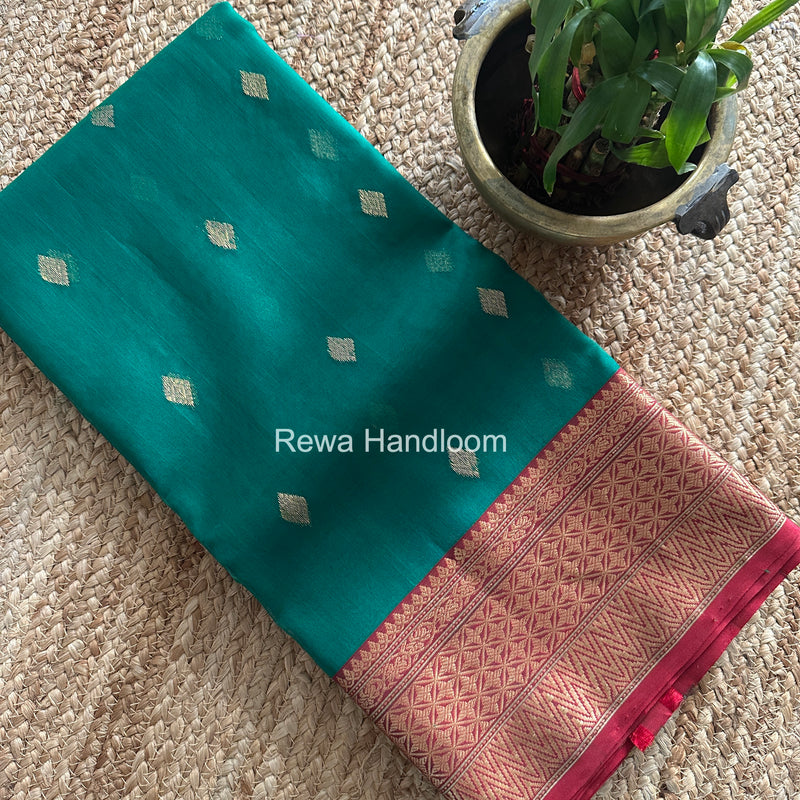 Green Chanderi Katan Silk Nakshi Border Saree KSS02