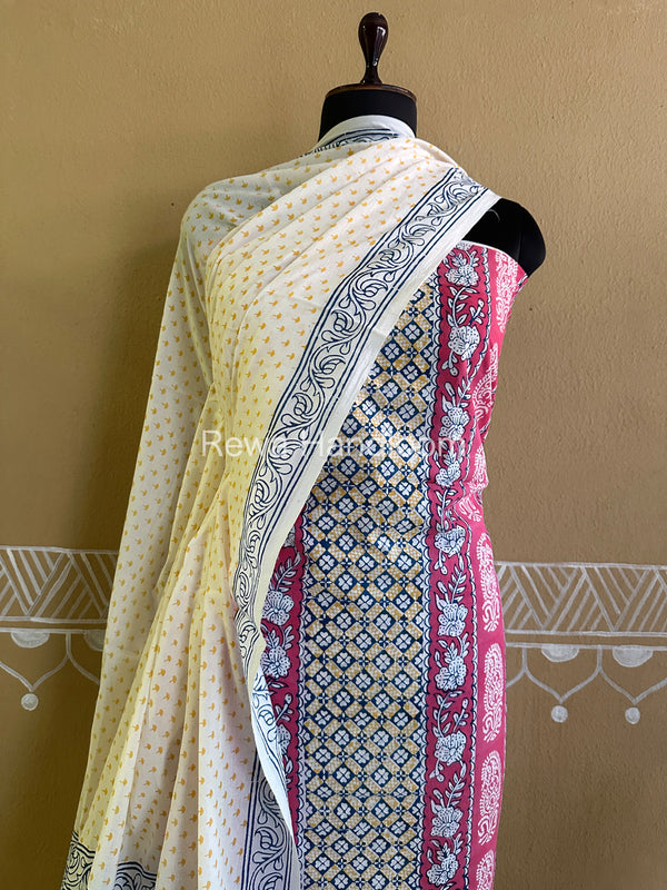 Pink-Yellow Indigo Bagh Print Suit BCI011