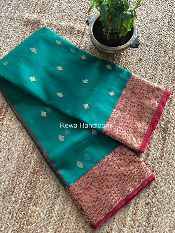 Chanderi Katan Silk Nakshi Border Saree