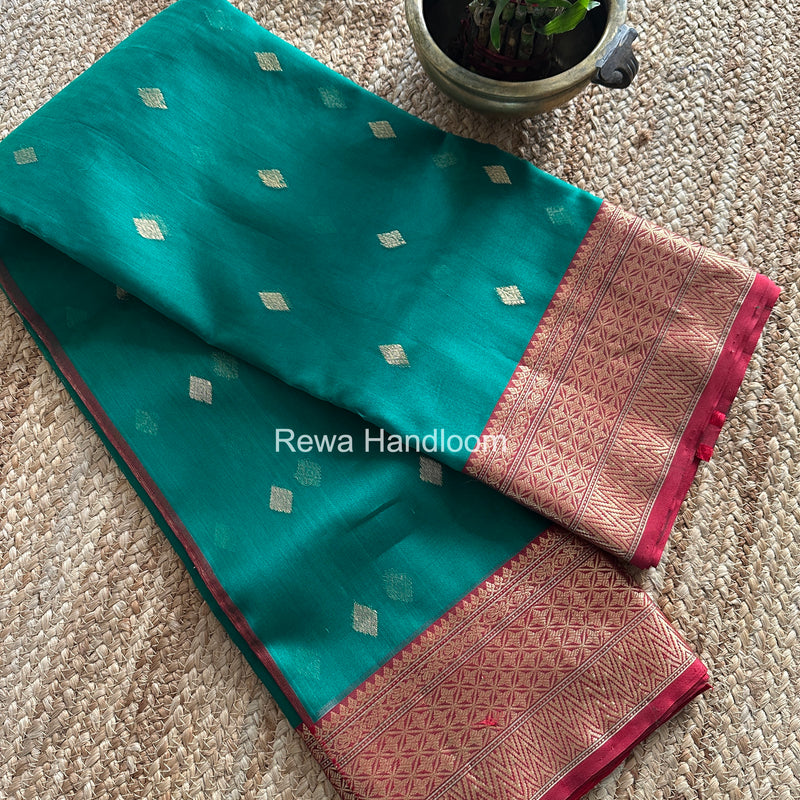 Chanderi Katan Silk Nakshi Border Saree