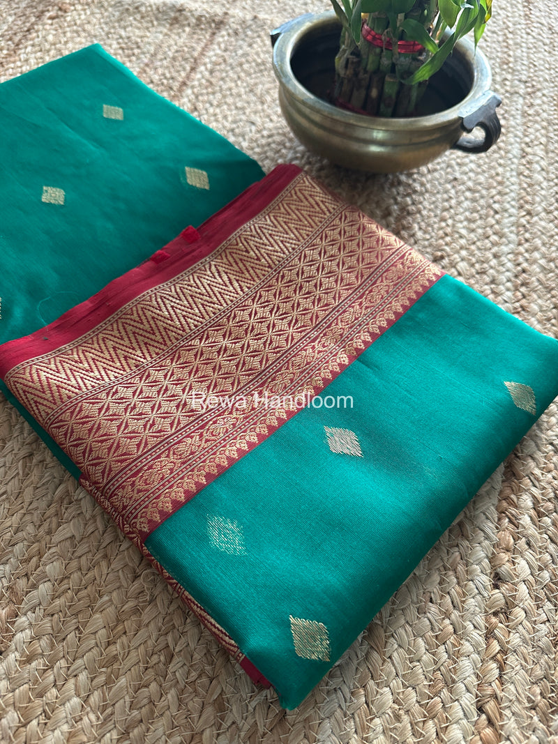 Green Chanderi Katan Silk Nakshi Border Saree KSS02