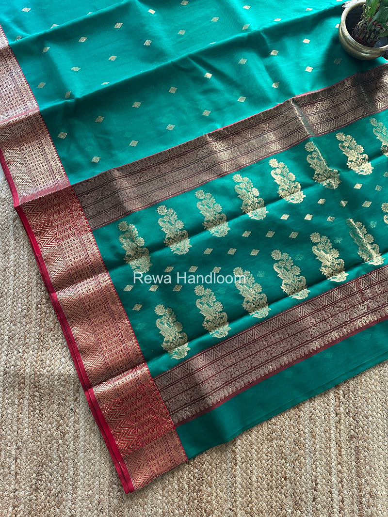 Green Chanderi Katan Silk Nakshi Border Saree KSS02