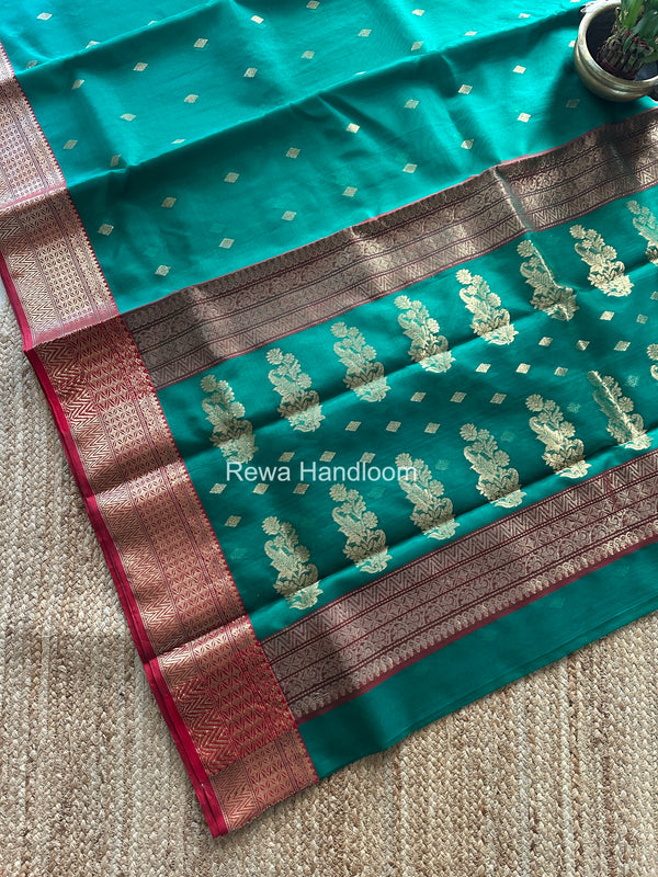 Green Chanderi Katan Silk Nakshi Border Saree KSS02