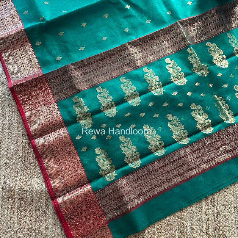 Green Chanderi Katan Silk Nakshi Border Saree KSS02