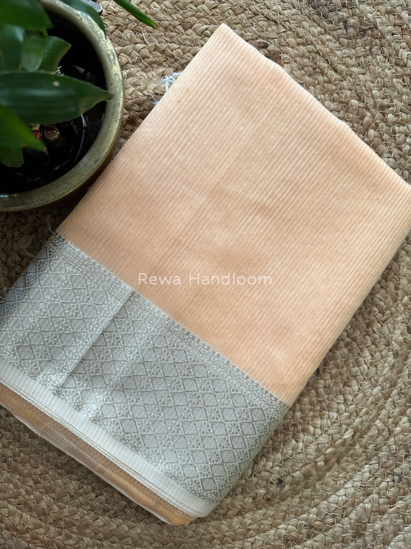 Maheshwari 75% Silk Peach Saree SS012
