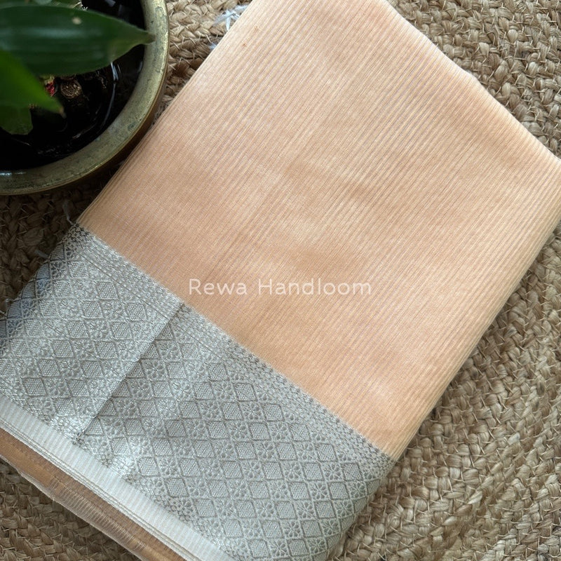 Maheshwari 75% Silk Peach Saree SS012