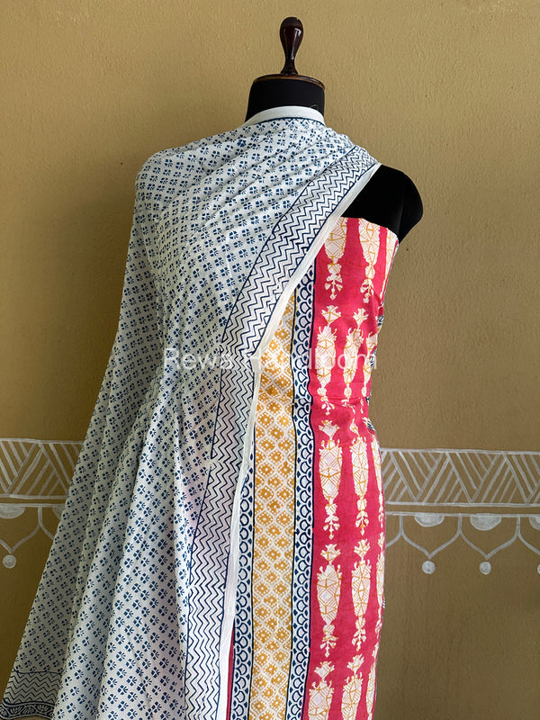 Pink-Blue Indigo Bagh Print Suit BCI018