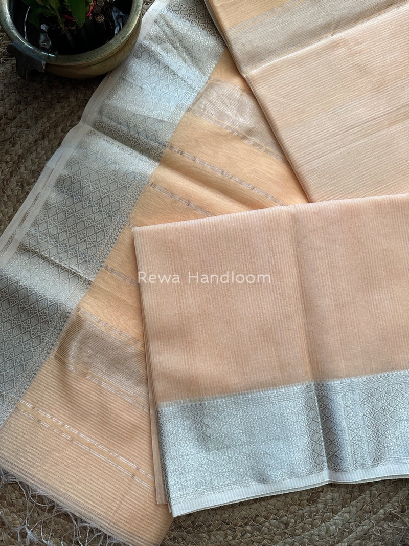 Maheshwari 75% Silk Peach Saree SS012