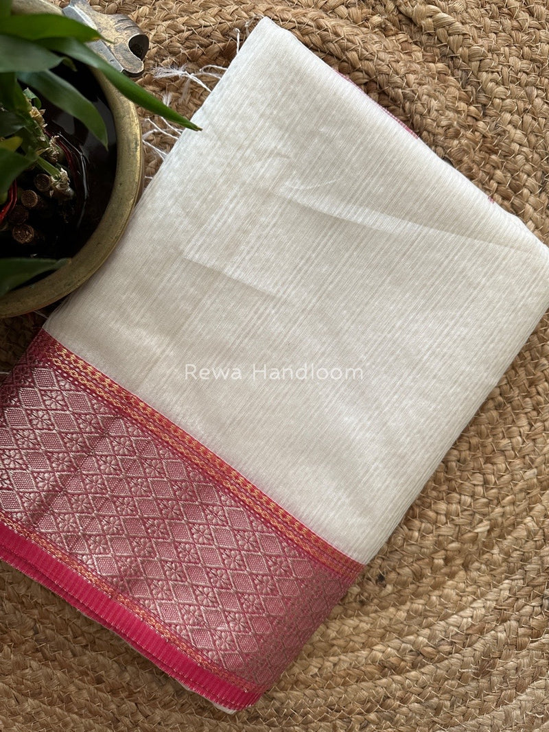 Maheshwari 75% Silk White Saree SS013