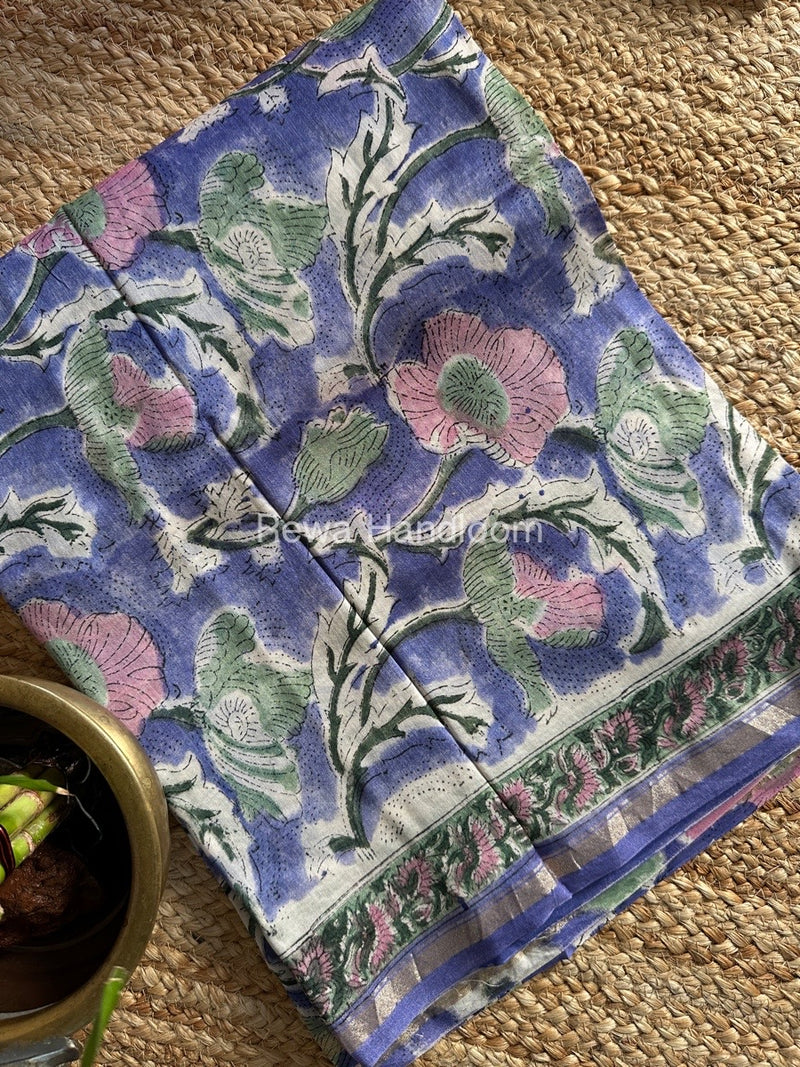 Purple-White Chanderi Printed Suit CBS05