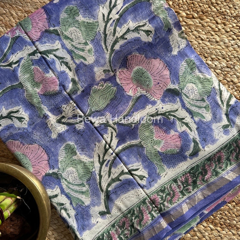 Purple-White Chanderi Printed Suit CBS05
